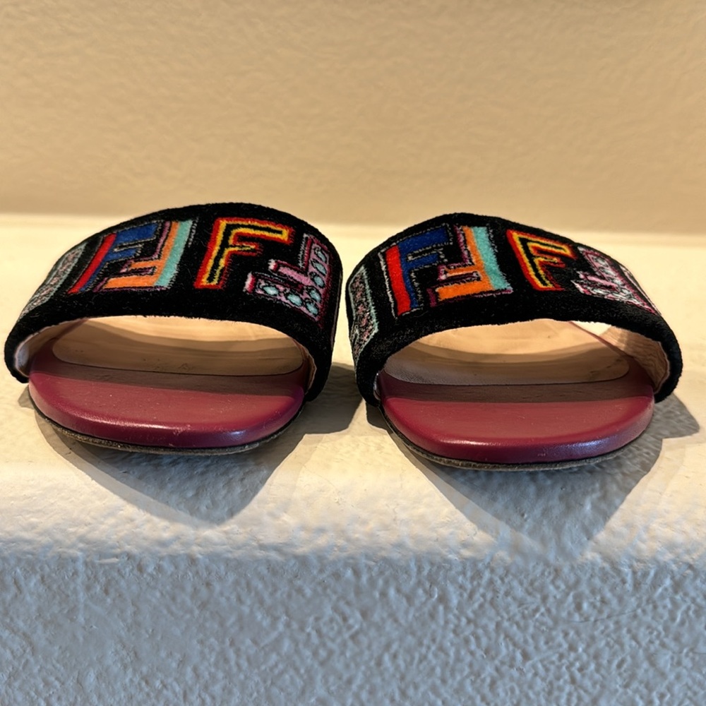 Fendi Multicolor Embroidered Slippers - Picture 2 of 6